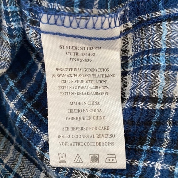 KUT FROM THE KLOTH Blue Plaid Long Sleeve Top Shirt Women SP Petite Small - Picture 5 of 5